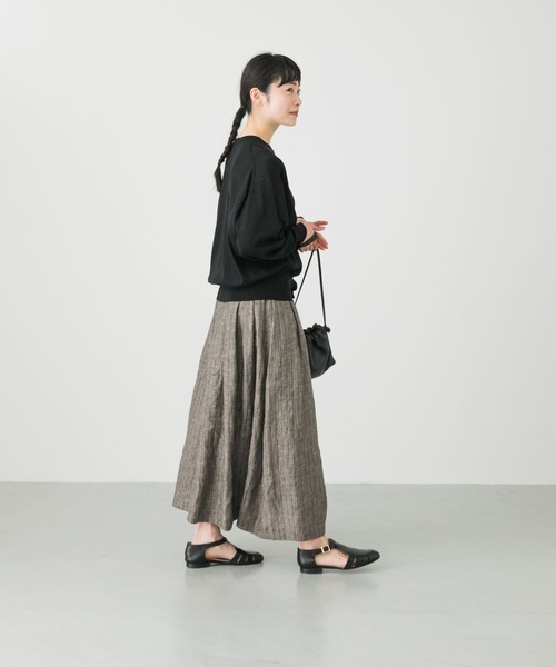 かぐれ（カグレ）の「リネンストライプタックスカート（スカート・レディース・ブラウン/ナチュラル・FREE）」の21枚目の写真