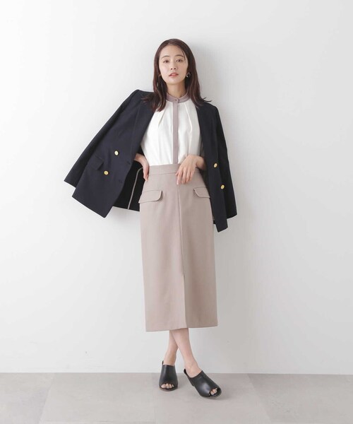 N.（N. Natural Beauty Basic）（エヌエヌナチュラルビューティーベーシック）の「◆バイカラー５分袖とろみブラウス（シャツ/ブラウス・レディース・ホワイト系その他/ベージュ系その他/ホワイト・MEDIUM）」の14枚目の写真