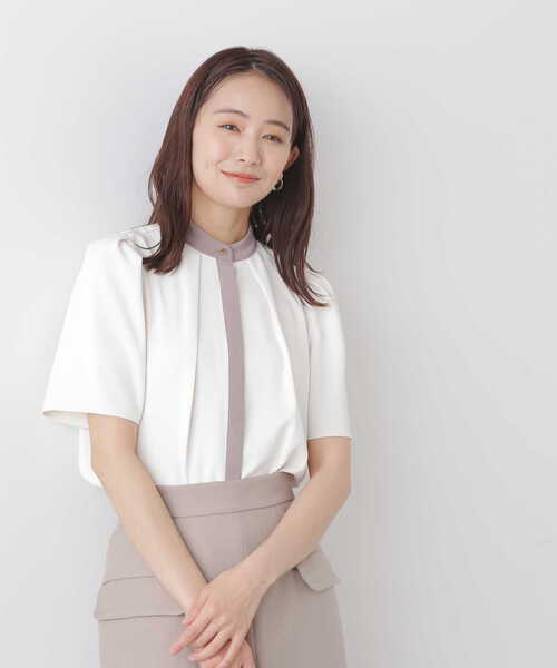 N.（N. Natural Beauty Basic）（エヌエヌナチュラルビューティーベーシック）の「◆バイカラー５分袖とろみブラウス（シャツ/ブラウス・レディース・ホワイト系その他/ベージュ系その他/ホワイト・MEDIUM）」の15枚目の写真