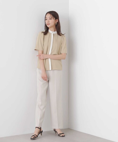 N.（N. Natural Beauty Basic）（エヌエヌナチュラルビューティーベーシック）の「◆バイカラー５分袖とろみブラウス（シャツ/ブラウス・レディース・ホワイト系その他/ベージュ系その他/ホワイト・MEDIUM）」の18枚目の写真