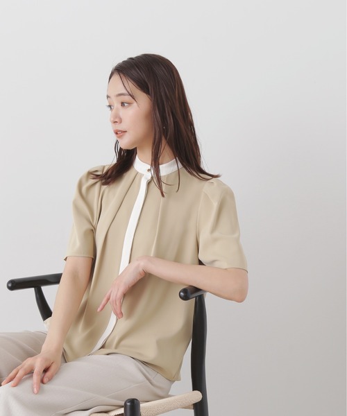 「N.（N. Natural Beauty Basic）」 長袖ブラウス MEDIUM ベージュ系その他 レディース バイカラーフレアブラウス | N. Natural Beauty Basic*（エヌ