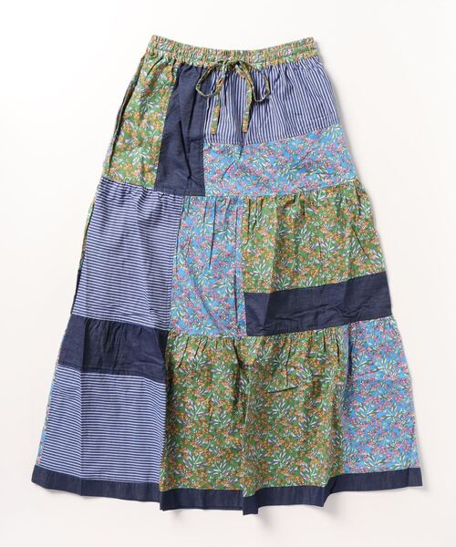 sandy（サンディー）の「【sandy】パッチワークロングスカート（スカート・レディース・ブルー/グリーン・FREE）」の2枚目の写真