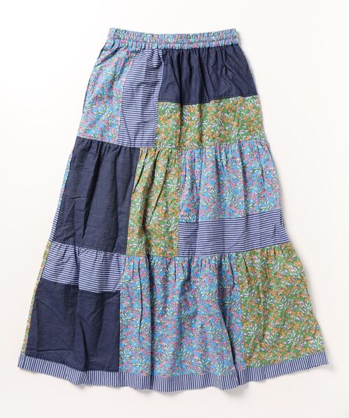 sandy（サンディー）の「【sandy】パッチワークロングスカート（スカート・レディース・ブルー/グリーン・FREE）」の3枚目の写真