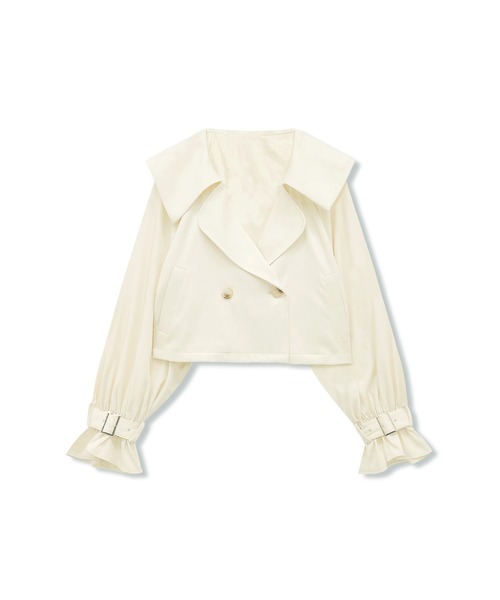 ANDGEEBEE（アンジービー）の「ショートトレンチコート（トレンチコート・レディース・グレー/アイボリー・MEDIUM）」の8枚目の写真