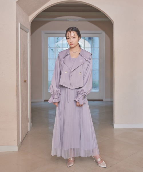 ANDGEEBEE（アンジービー）の「ショートトレンチコート（トレンチコート・レディース・グレー/アイボリー・MEDIUM）」の22枚目の写真