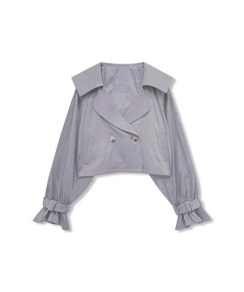 ANDGEEBEE（アンジービー）の「ショートトレンチコート（トレンチコート・レディース・グレー/アイボリー・MEDIUM）」の12枚目の写真