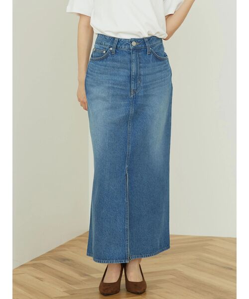 AMERICAN HOLIC（アメリカンホリック）の「タイトデニムロングスカート（スカート・レディース・ライトインディゴブルー・M/S/L）」の2枚目の写真
