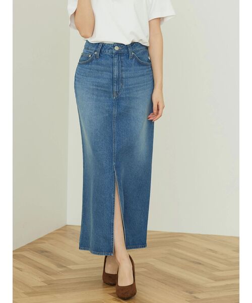 AMERICAN HOLIC（アメリカンホリック）の「タイトデニムロングスカート（スカート・レディース・ライトインディゴブルー・M/S/L）」の6枚目の写真