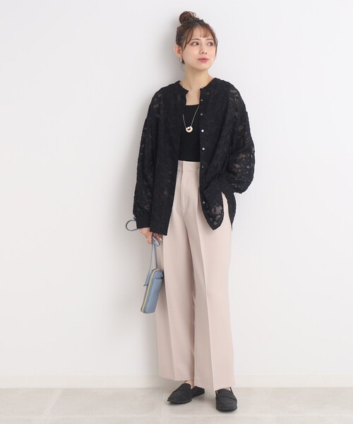 Cutie Blonde(キューティーブロンド)の「◆【カジュアルにも上品にも】シアージャカードシャツ(シャツ/ブラウス・レディース・ベージュ/ピンク系/ブラック/オフホワイト・00)」の18枚目の写真