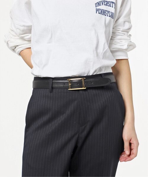 AP STUDIO(エーピーストゥディオ)の「*【ATELIER AMBOISE/アトリエ アンボワーズ】plate buckle belt (GOLD)(ベルト・レディース・ブラック・FREE)」の1枚目の写真