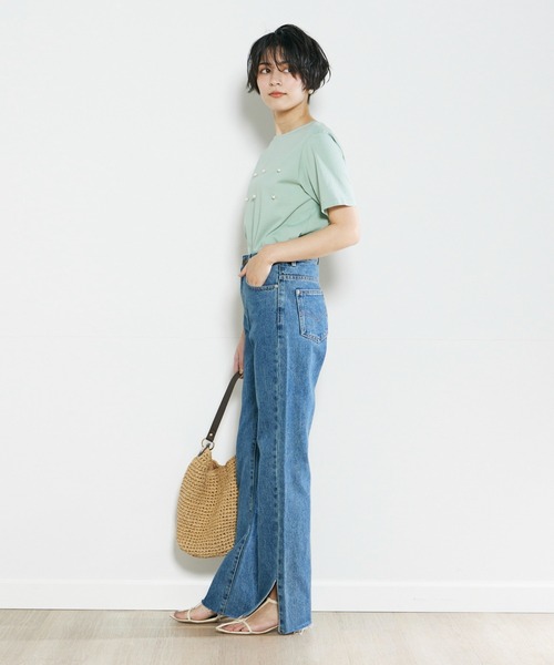 INED CLARO（イネドクラロ）の「パールTシャツ（Tシャツ/カットソー・レディース・ブラック/ライトグリーン・フリー）」の13枚目の写真