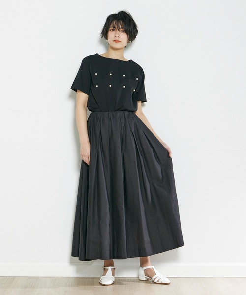 INED CLARO（イネドクラロ）の「パールTシャツ（Tシャツ/カットソー・レディース・ブラック/ライトグリーン・フリー）」の7枚目の写真