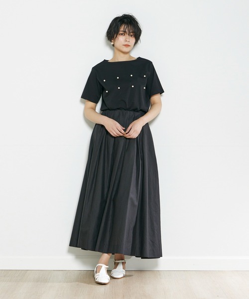 INED CLARO（イネドクラロ）の「パールTシャツ（Tシャツ/カットソー・レディース・ブラック/ライトグリーン・フリー）」の4枚目の写真