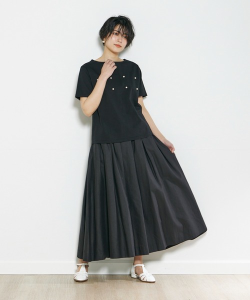 INED CLARO（イネドクラロ）の「パールTシャツ（Tシャツ/カットソー・レディース・ブラック/ライトグリーン・フリー）」の12枚目の写真