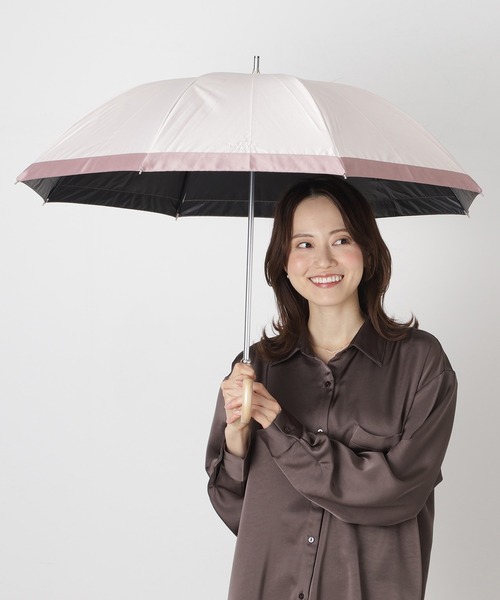 LANVIN collection（ランバン コレクション）の「遮光100% 遮熱 晴雨兼用日傘 長傘 グログランリボン（長傘・レディース・ブラック/キャメル/ベージュ/ダークブルー/グレー/ピンクベージュ/ブラック×ベージュ・FREE）」の20枚目の写真