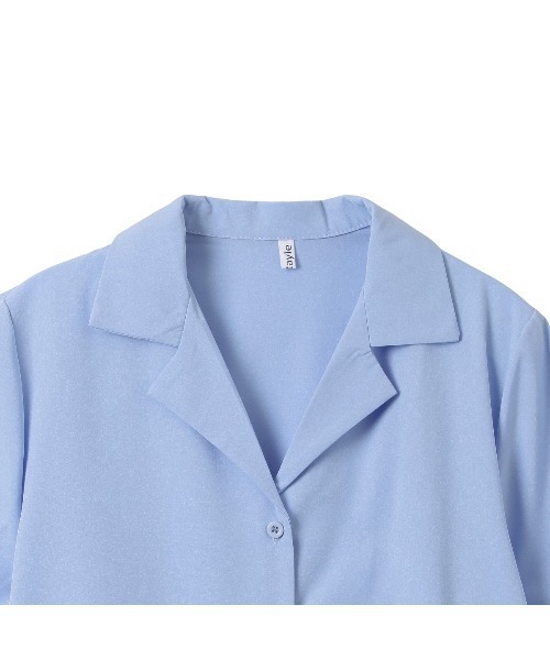 Miniministore(ミニミニストア)の「ベーシック開襟 カラーシャツ(シャツ/ブラウス・レディース・ブラック/ライトブルー/ホワイト/サーモンピンク/イエロー・FREE)」の18枚目の写真