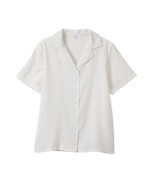 Miniministore(ミニミニストア)の「ベーシック開襟 カラーシャツ(シャツ/ブラウス・レディース・ブラック/ライトブルー/ホワイト/サーモンピンク/イエロー・FREE)」の13枚目の写真