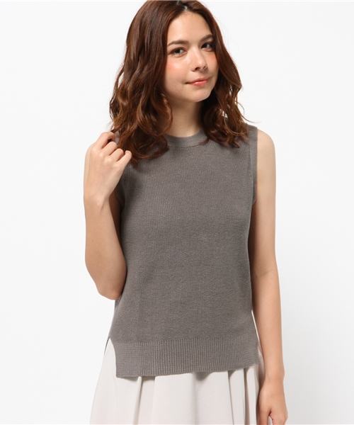 CIAOPANIC（チャオパニック）の「【Ciaopanic】　綿麻C/Nベスト（ニット/セーター・レディース・ホワイト/ネイビー/グレー・FREE）」の3枚目の写真