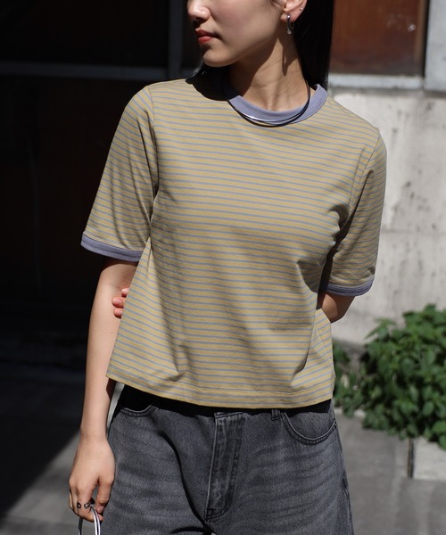 COMMRE(コムル)の「アソート柄 コンパクト半袖Tシャツ(Tシャツ/カットソー・レディース・ブルー/イエロー/ライトイエロー・FREE)」の3枚目の写真