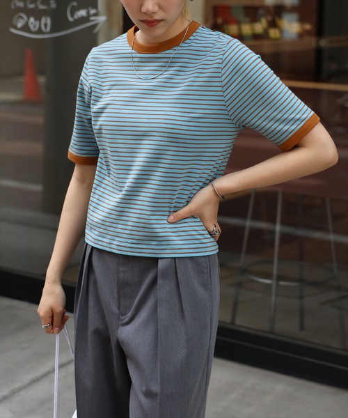 COMMRE(コムル)の「アソート柄 コンパクト半袖Tシャツ(Tシャツ/カットソー・レディース・ブルー/イエロー/ライトイエロー・FREE)」の2枚目の写真