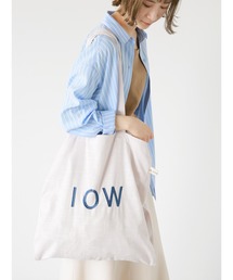 Samansa Mos2 blue | 仕切りロゴトートバッグ(ハンドバッグ)