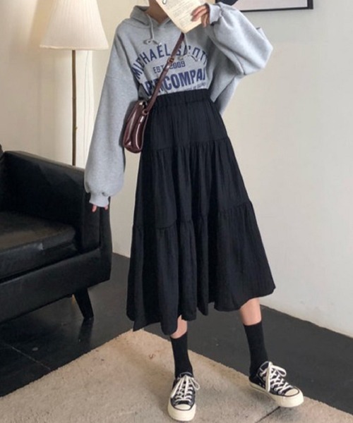 Silly（シリー）の「ナチュラルティアードスカート（スカート・レディース・ホワイト/ブラック・FREE）」の7枚目の写真