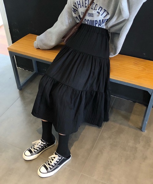 Silly（シリー）の「ナチュラルティアードスカート（スカート・レディース・ホワイト/ブラック・FREE）」の8枚目の写真