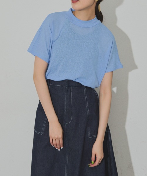 Solace(ソレイス)の「フレンチスリーブハイネックT(Tシャツ/カットソー・レディース・ブルー/ブラック/ベージュ・FREE)」の14枚目の写真