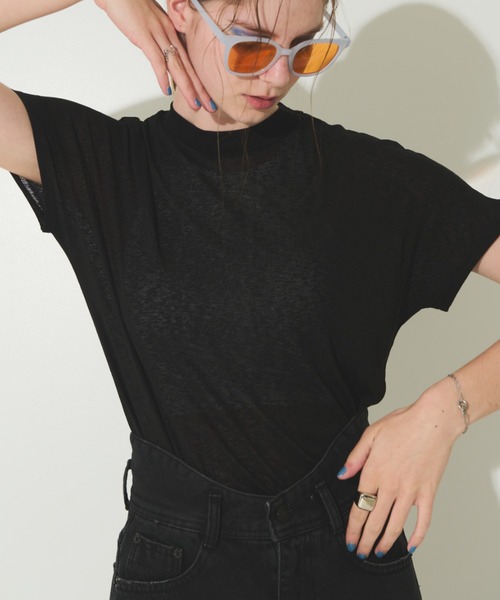 Solace(ソレイス)の「フレンチスリーブハイネックT(Tシャツ/カットソー・レディース・ブルー/ブラック/ベージュ・FREE)」の19枚目の写真