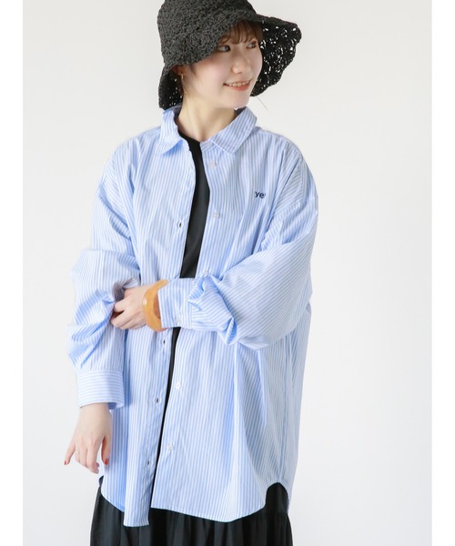 ehka sopo（エヘカソポ）の「ストライプワンポイント刺繍シャツ（シャツ/ブラウス・レディース・ピンク/ブルー/イエロー・F）」の2枚目の写真