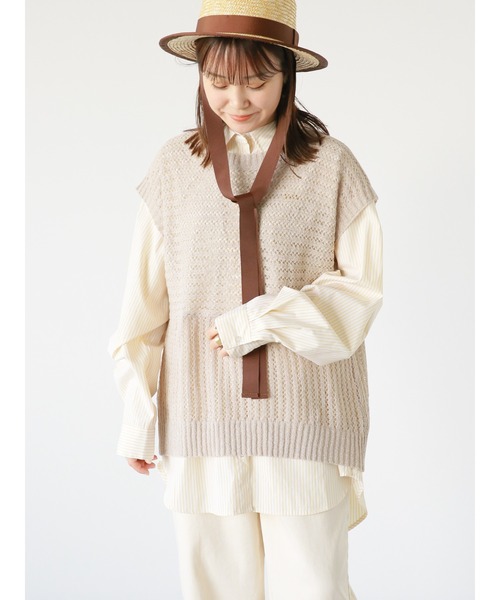 ehka sopo（エヘカソポ）の「ストライプワンポイント刺繍シャツ（シャツ/ブラウス・レディース・ピンク/ブルー/イエロー・F）」の4枚目の写真