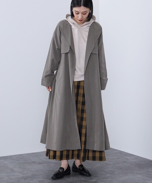 BEAMS HEART(ビームスハート)の「BEAMS HEART / ノーカラー ソフトトレンチコート(トレンチコート・レディース・オリーブ/ブルー/ベージュ・SMALL/MEDIUM)」の12枚目の写真