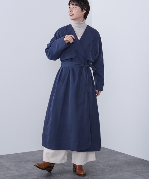 BEAMS HEART(ビームスハート)の「BEAMS HEART / ノーカラー ソフトトレンチコート(トレンチコート・レディース・オリーブ/ブルー/ベージュ・SMALL/MEDIUM)」の20枚目の写真