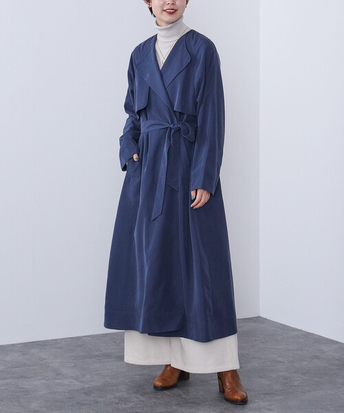 BEAMS HEART(ビームスハート)の「BEAMS HEART / ノーカラー ソフトトレンチコート(トレンチコート・レディース・オリーブ/ブルー/ベージュ・SMALL/MEDIUM)」の21枚目の写真