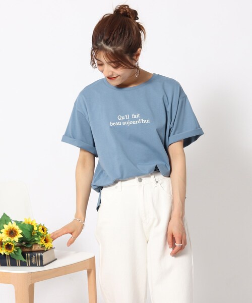SHOO・LA・RUE（シューラルー）の「◆【接触冷感/プチプラ】大人カラフル プリントTシャツ（Tシャツ/カットソー・レディース・ベージュ系その他7/グリーン系その他3/ブラック系1/ネイビー系8/ブルー系/パープル系5/イエロー系3/ピンク系7/チャコール/ホワイト系その他3/ホワイト系その他5/ホワイト系その他・04/03/02）」の10枚目の写真