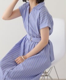ベルト付きスキッパーシャツワンピース