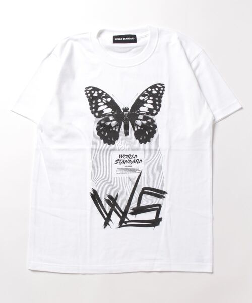 WORLD STANDARD(ワールドスタンダード)の「WORLD STANDARD/ワールドスタンダード バタフライプリント 半袖Tシャツ WSHT-006(Tシャツ/カットソー・メンズ・ホワイト/ブラック・M/L/XL)」の5枚目の写真