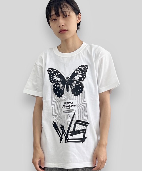 WORLD STANDARD(ワールドスタンダード)の「WORLD STANDARD/ワールドスタンダード バタフライプリント 半袖Tシャツ WSHT-006(Tシャツ/カットソー・メンズ・ホワイト/ブラック・M/L/XL)」の11枚目の写真