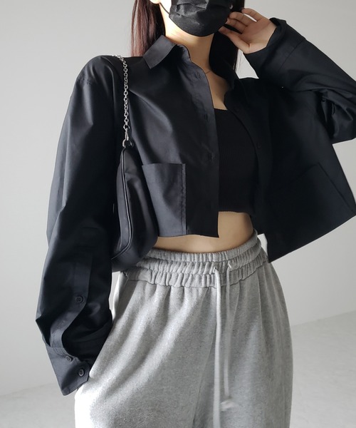 me+em select（ミームセレクト）の「※※【 ４color 】タックワイドスリーブショート丈シャツ（シャツ/ブラウス・レディース・チャコール/ブラック/オフホワイト/グレー・FREE）」の16枚目の写真