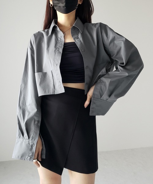 me+em select（ミームセレクト）の「※※【 ４color 】タックワイドスリーブショート丈シャツ（シャツ/ブラウス・レディース・チャコール/ブラック/オフホワイト/グレー・FREE）」の15枚目の写真