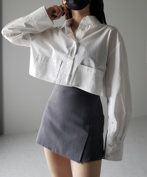 me+em select（ミームセレクト）の「※※【 ４color 】タックワイドスリーブショート丈シャツ（シャツ/ブラウス・レディース・チャコール/ブラック/オフホワイト/グレー・FREE）」の18枚目の写真