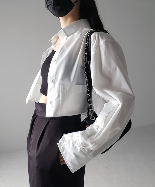 me+em select（ミームセレクト）の「※※【 ４color 】タックワイドスリーブショート丈シャツ（シャツ/ブラウス・レディース・チャコール/ブラック/オフホワイト/グレー・FREE）」の10枚目の写真