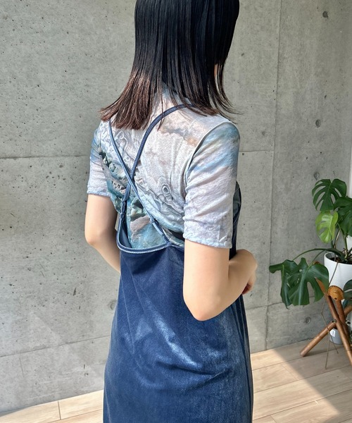 y/m by RIKA（イムバイリカ）の「ベロアバッククロスキャミワンピース（ワンピース・レディース・ブルー/ブラック・FREE）」の14枚目の写真