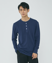 【JEMORGAN/ジェーイーモーガン】ワッフル ヘンリーネック ロングスリーブ Tシャツ