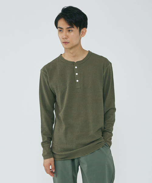 JEMORGAN(ジェーイーモーガン)の「【JEMORGAN/ジェーイーモーガン】ワッフル ヘンリーネック ロングスリーブ Tシャツ(Tシャツ/カットソー・メンズ・ホワイト/ブラック/ネイビー/グレー/カーキ/ホワイト系その他・M/L/XL)」の5枚目の写真