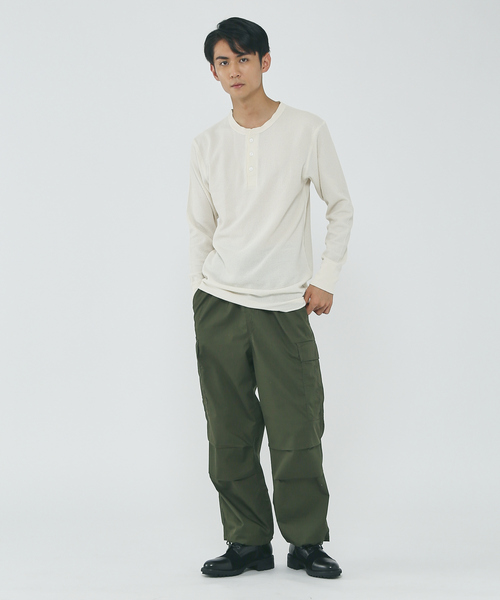 JEMORGAN(ジェーイーモーガン)の「【JEMORGAN/ジェーイーモーガン】ワッフル ヘンリーネック ロングスリーブ Tシャツ(Tシャツ/カットソー・メンズ・ホワイト/ブラック/ネイビー/グレー/カーキ/ホワイト系その他・M/L/XL)」の7枚目の写真