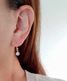 SARINOHANA/天然石枠留めピアス/SILVER925ゴールドカラー