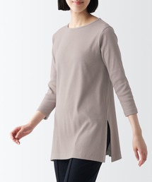 ストレッチリブ編み七分袖チュニック