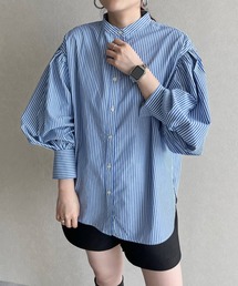 LOWRYS FARM | ソデボリュームストライプシャツLS  968592(シャツ/ブラウス)