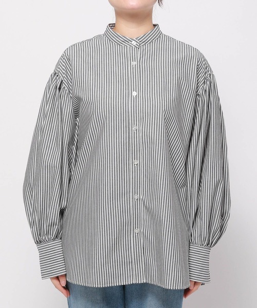 LOWRYS FARM（ローリーズファーム）の「ソデボリュームストライプシャツLS  968592（シャツ/ブラウス・レディース・ブラック/ネイビー/ピンク・FREE）」の8枚目の写真